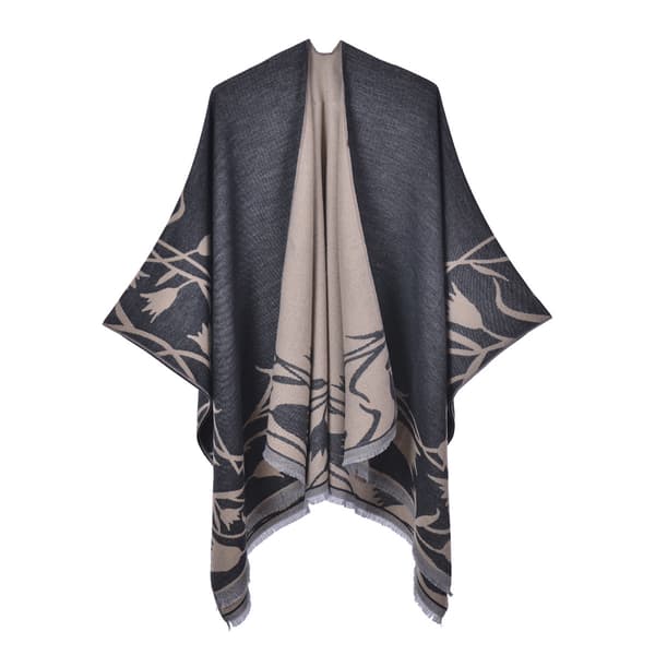 Blå Kvinders Reversible Split Shawl Tørklæde Elegant Mode Fire Se
