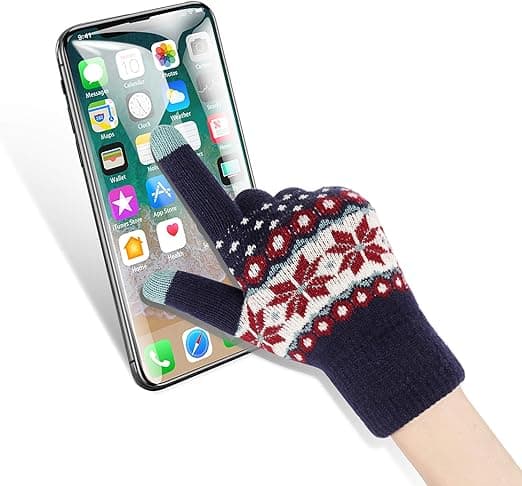 Vinter Touchscreen Handsker med Varmt Blødt For, Kvinders Elastiske Manchetter (Blå)