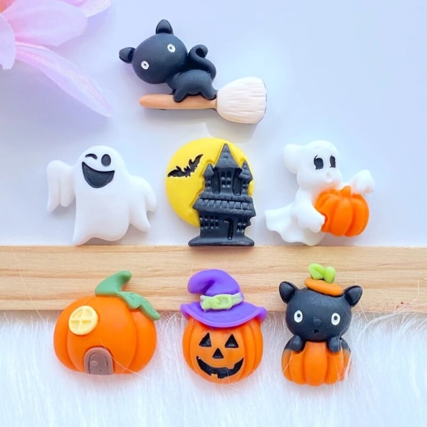 10 stk Nye Søte Halloween Dyr Flat Back Resin Cabochons Scrapb