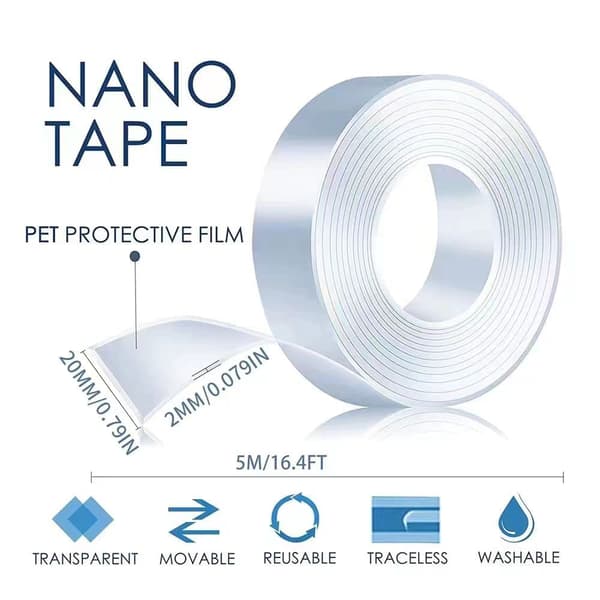 5M stærk nano dobbeltklæbende tape (2cm*2mm), stærk klæbeevne