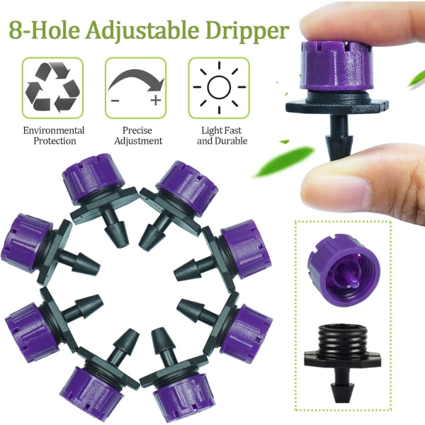 10 stk justerbar vanningsdrypper, vanningssprinklerhode I