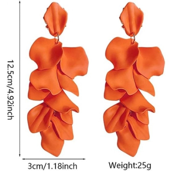 Bohemske lange akryl rosebladsdangleøreringer, blomster dusk E