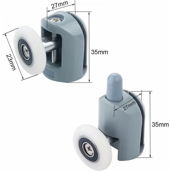 Set med 8 duschdörrrullar 23mm, 4 övre, 4 nedre