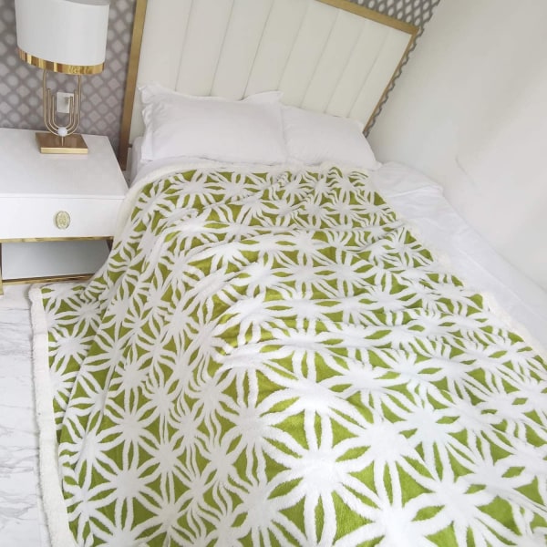 King Size Fleecefilt Multifunktionell Överkast Soffilt för Fluffy Mjuk Extra Stor Överkast Säng (Fruktgrön, 130*160)