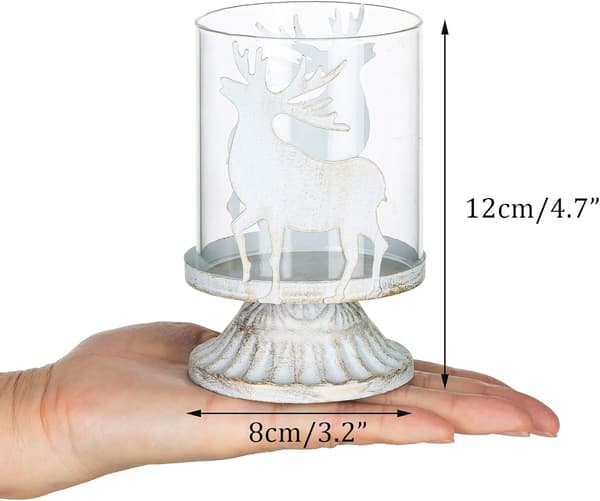 2 Lysestaker Lysestaker i Hvit Metall Pillar Lysestaker