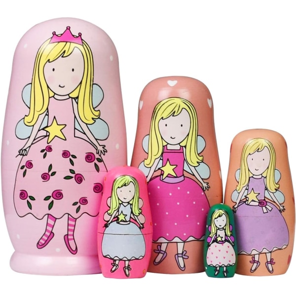 5 st Söta häckande dockor Matryoshka rysk docka handgjorda trä D