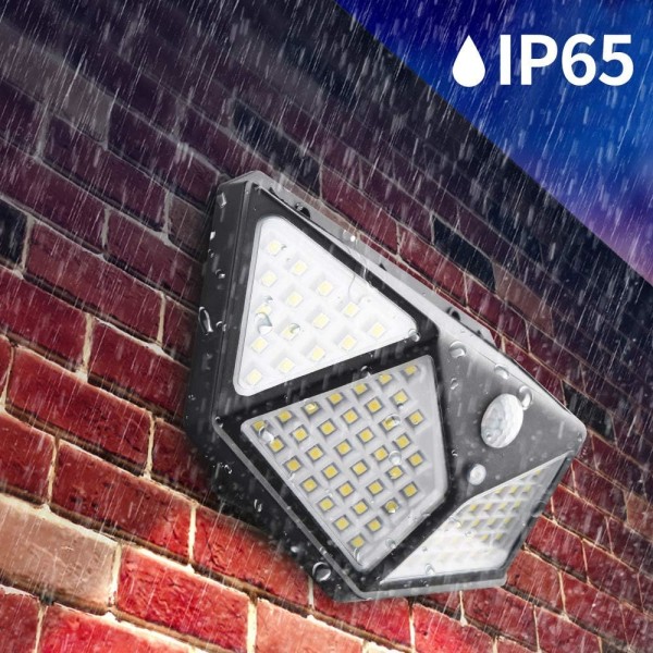 Udendørs solcellelamper, 100 LED solcellebevægelsessensor sikkerhedslys,