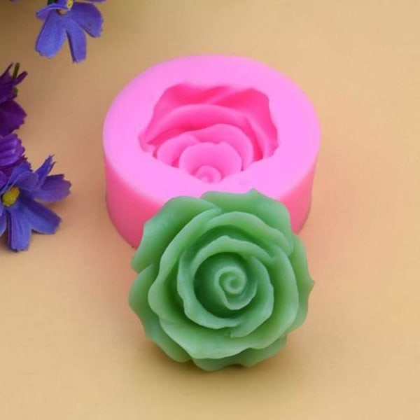 2 st 3D Ros Blom Fondant Silikonformar för Choklad C
