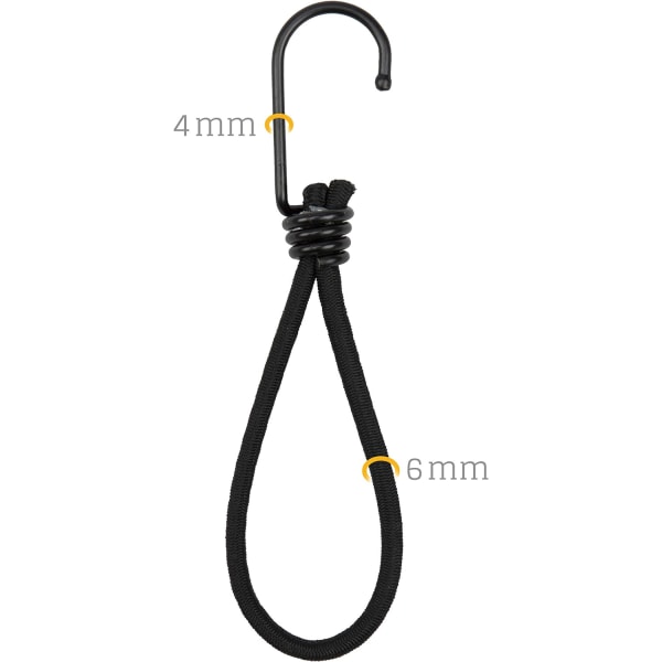 25 Professionell gummi elastisk spännare med krok (svart 240 mm)