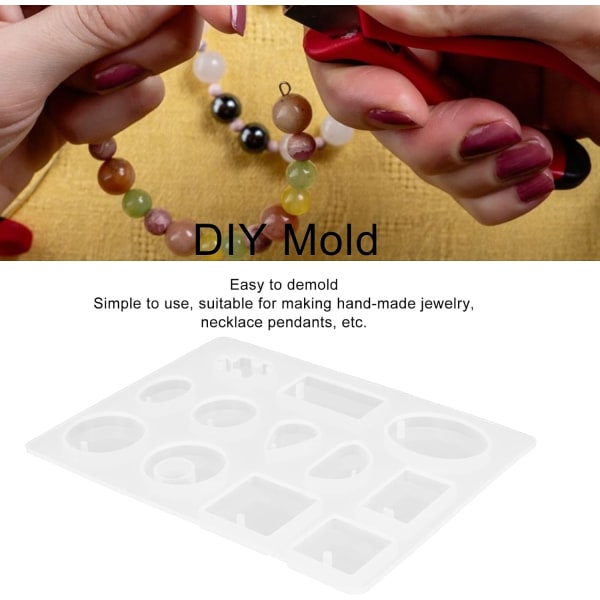 Epoxyform Siliciumform DIY Håndlavet Epoxy Halskæde Smykke Vedhæng Form Nøglering Dekoration
