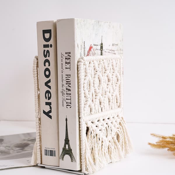 Boho Macrame Bogstøtter, Robuste Metal Bogstøtter, Unikke Dekorative B