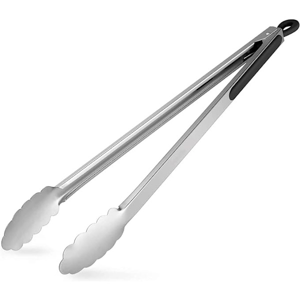 Grilltang, Rustfrit stål/plast, Længde: 37,7 cm, Sølv/Sort