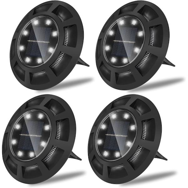 Sæt med 4 hvide solcellelamper, LED-solcellelamper til haven