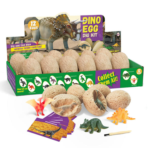 12 ägg dinosaurieägg grävsats - dinosaurie leksaker för barn bryt dinos