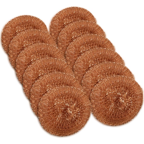 12-pack kopparbelagda skursvampar – Skrubbsvamp för disk, kastruller och stekpannor