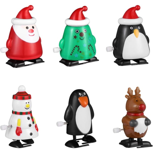 Hauskoja Joulupukin Joululeluja Pingviini Hirvi Lumiukko Kello Kävelylelut Juhlaan 6 pakkausta