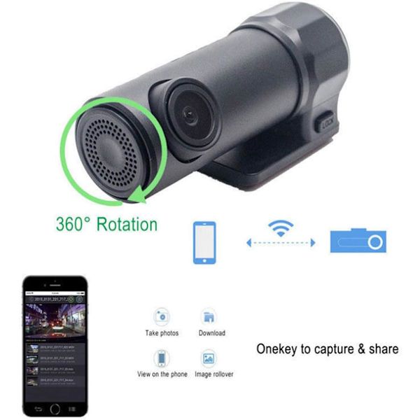 Dash Cam 1080P WiFi 170° Vidvinkel Wdr Cam Dash Cam Bil Dvr Driv