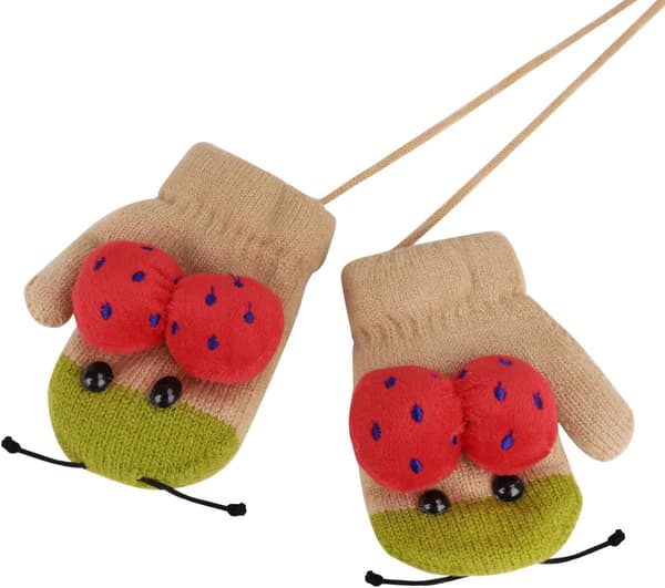1 par Khaki insektstjocka vantar barnvantar stickade vantar vinter