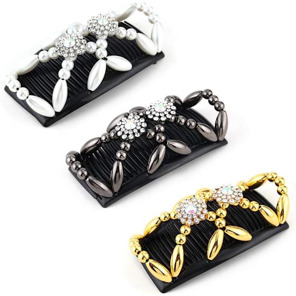 pärlstav magic hårkam 3 stycken Magic Elastic Hair Clips Stretchy