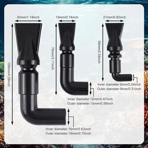 3 ST Aquariumpump Anknäbbmunstycke, justerbar vattenretur Outl