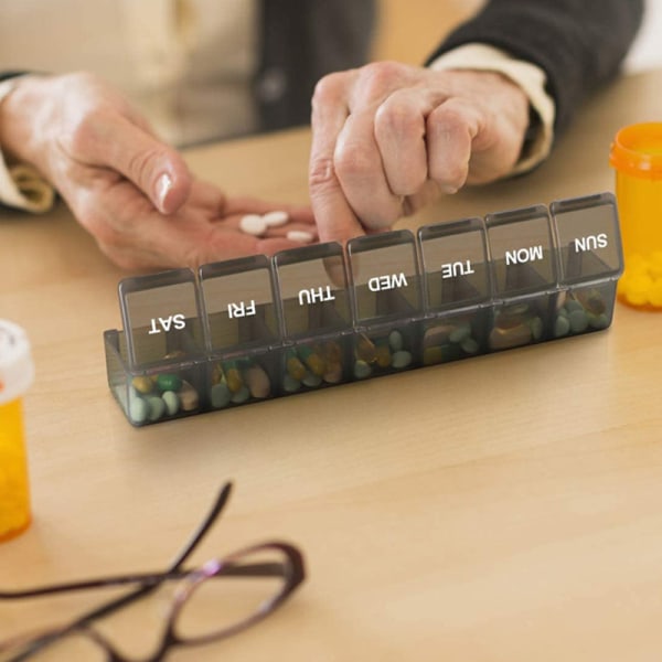 French Weekly Pill Organizer, 7 Day Pill Organizer med 14 Compar