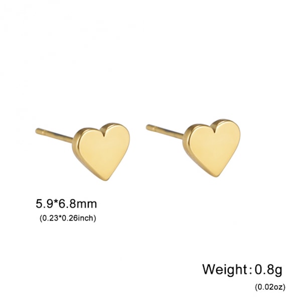 Øreringe Hjerte 5mm Guld Titanium