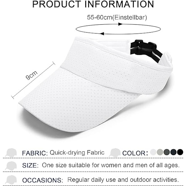 Visir Menn Dame - Golf Tennis Solvisir Justerbar Sport Sun Viso