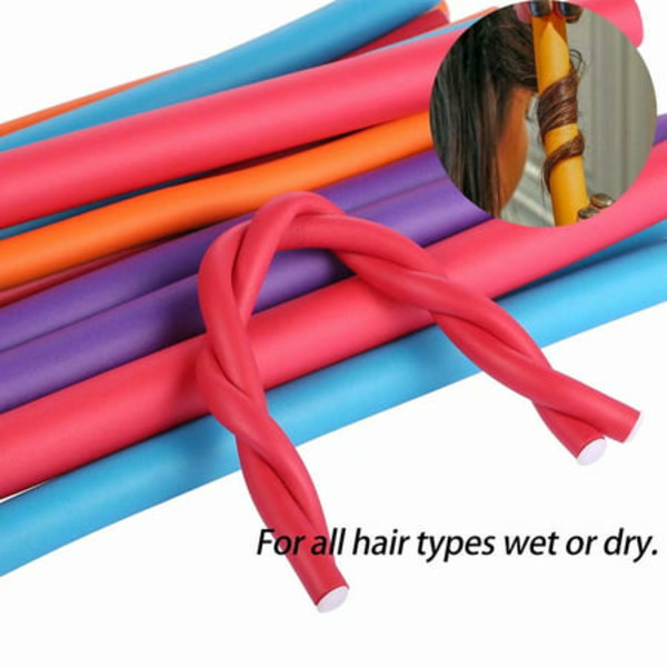 Fleksibel krølleruller, 42 stk. hårruller krøller bøjbare Twist-flex stænger sæt DIY hårstyling værktøj til kvinder piger