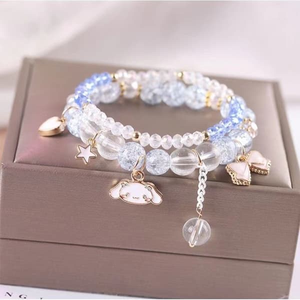 Kristallpärlarmband Bangles Söta Cartoon Kawaii Elastisk Beade