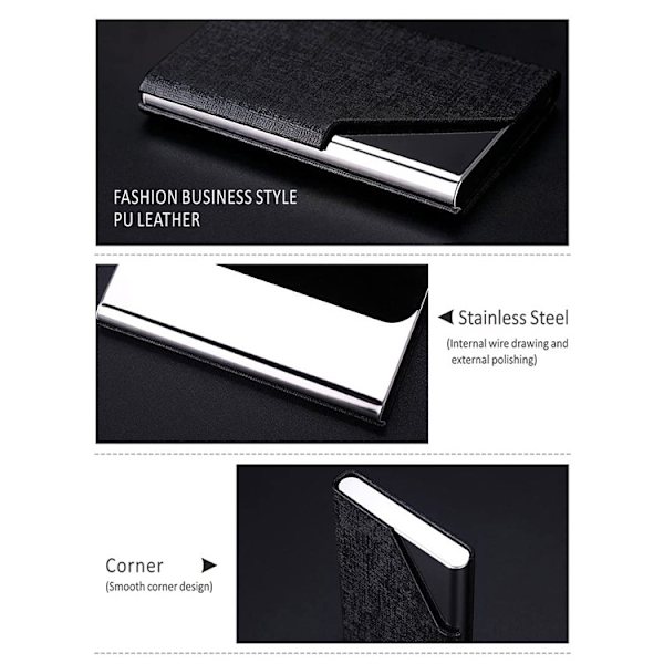Visitkortshållare, Slim Professional 2-Pack PU Läder + Fläck