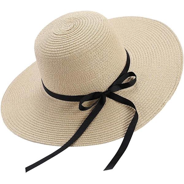 Solhattar Sommarhatt för kvinnor, Stor hatt, Bred brätte, Halm, Vikbar