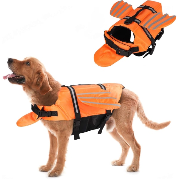 Hund flytväst säkerhet justerbar reflexväst flytväst säkerhetskläder hund flytväst med handtag hund simjacka orange (XS)