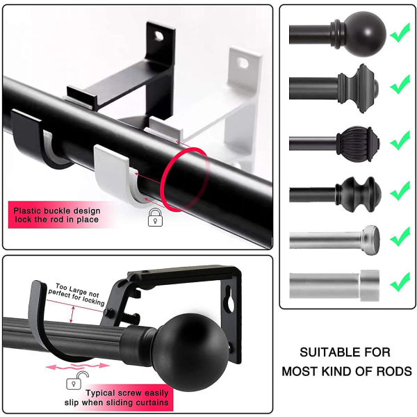 2 stk gardinstangbraketter, små gardinstangbraketterholder Fo