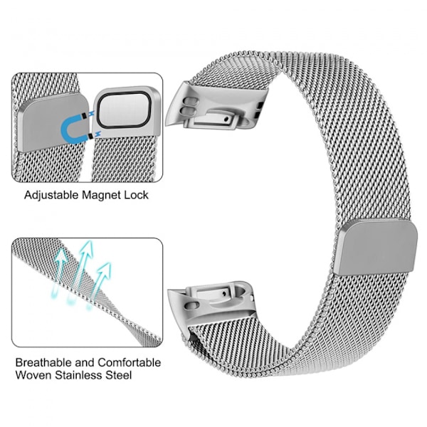 Milanese Loop armbånd til Fitbit Charge 5 / 6 - Sølv
