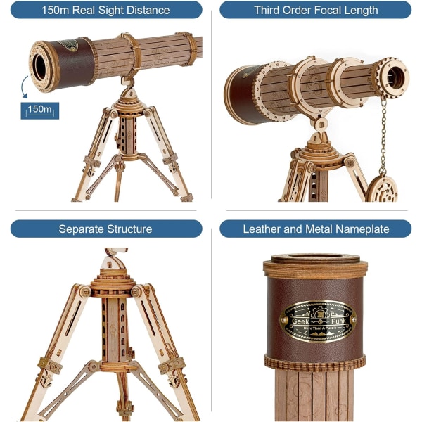 3D-teleskoppuslespill for voksne, tre DIY-sett, bursdagsjul