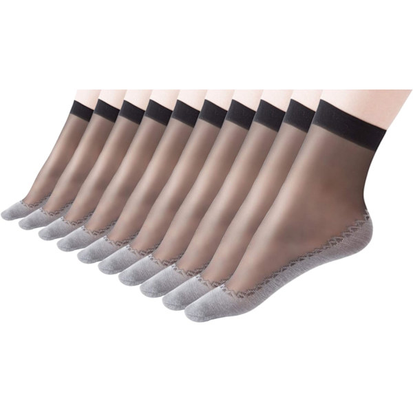 Dam 10 par Silkeslena tunna nylon korta ankelstrumpor