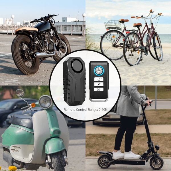 Sykkelalarm, trådløs tyverisikringsalarm for sykkel, motorsykkel