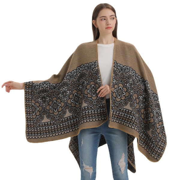 Khaki Rustic sjal damer fire sesonger multifunksjonell tykk