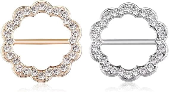 Halsduksring Spänne, 2 st Cubic Zirconia Spänne Silkeshalsduk Rin