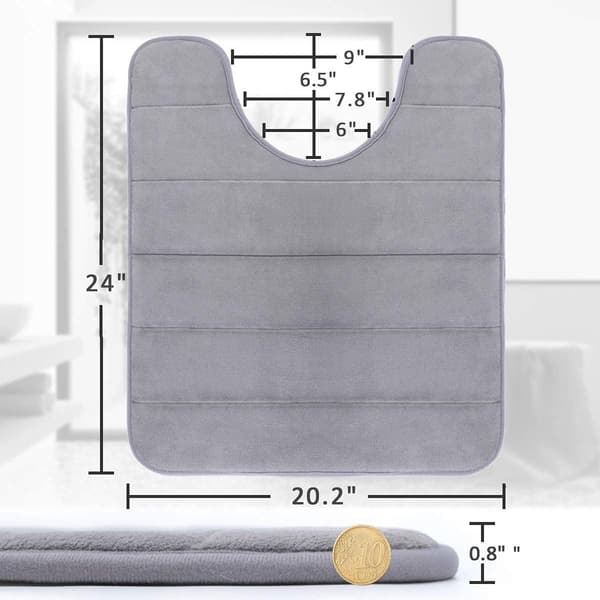 Grå U-formet bademåtte i memory foam, maksimalt absorberende, blød og behagelig