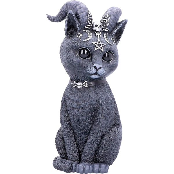 Halloween Dyre Horned Cat Ornament Cat Statue, Svart, 10cm