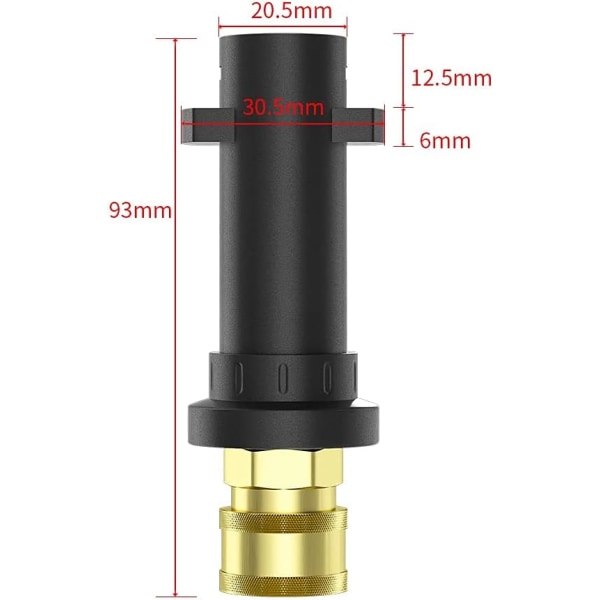 1/4" högtryckstvättadapter - Endast snabbkoppling kompatibel med