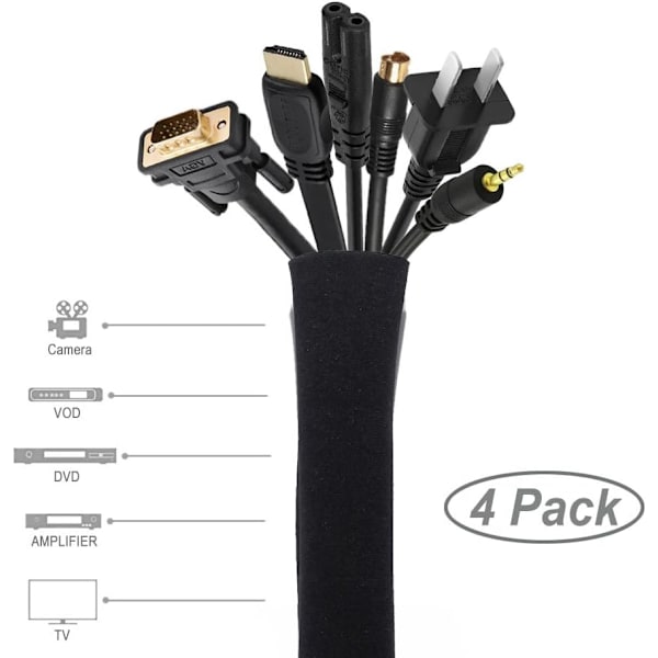 Kabelskjuler Kabelorganisator【4 Pak x 50cm】, Skjul Ledninger Hylstre Fleksibel