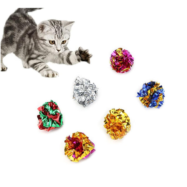 24 stk. 4 cm kattelegetøj Mylar bolde skinnende knitrende knitrende bolde killing