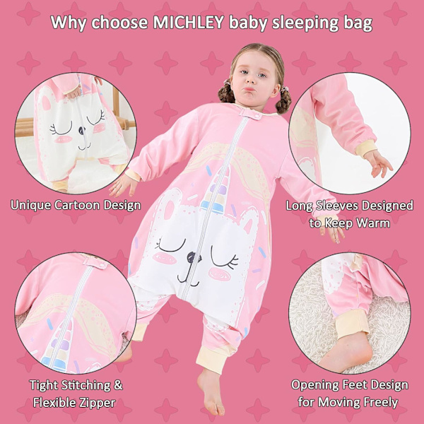 Baby Sovepose Sekk Lang Ermet med Fødder Vinter Swaddle Weara