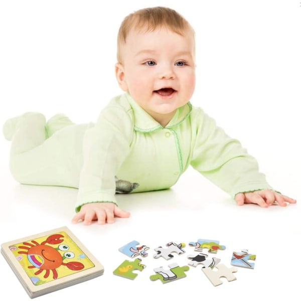 Träpussel för småbarn, ministicksåg för barn, 4-pack 9 delar