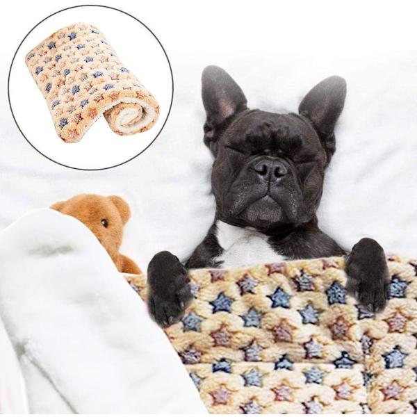 Hundeunderlag, Katte- og hundetæpper, Fluffy hvalpepude, Blødt kæledyrspude i fleece, Stjernemønster (55*70CM)