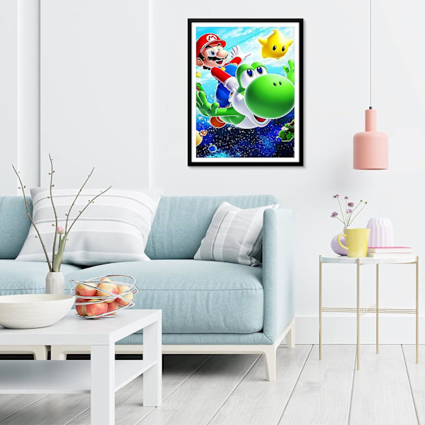 30*40CM Diamantmålning för vuxna, Mario Diamantmålning 5D Fu