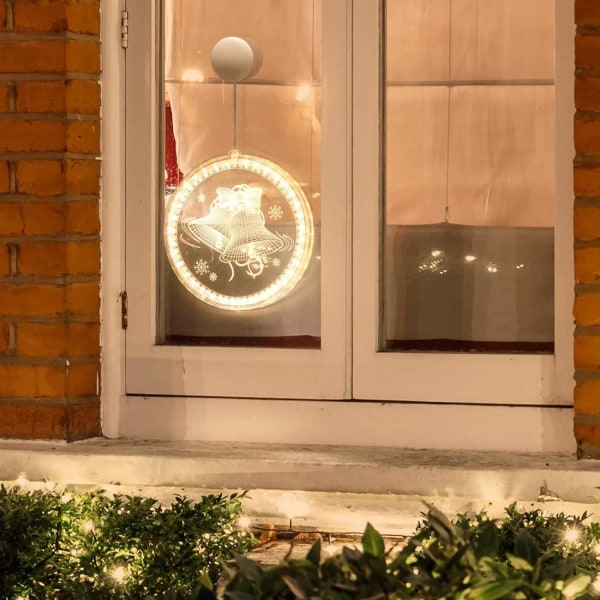 1kpl Bell Christmas koristeellinen ikkunavalo, joulun imukuppi