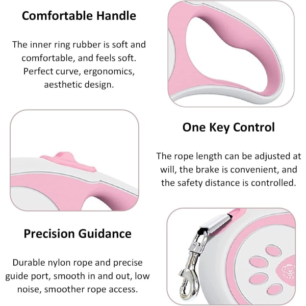 5m Retractable Dog Leash, Telescopic Traction Rope with Non-Slip
